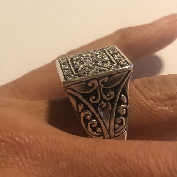VTG Huge Sterling Silver Floral Filigree Style Heavy Ring Sz 7.25 / 17.5g - Picture 6 of 11